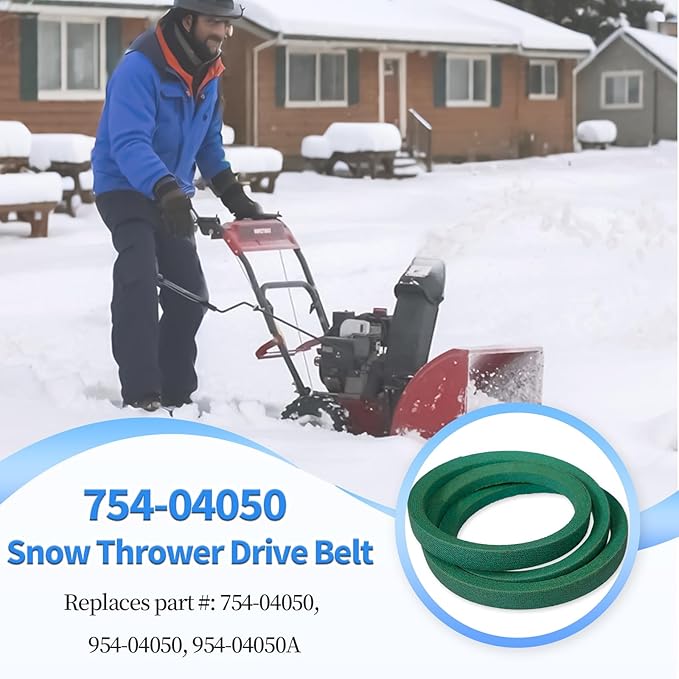 2 Pack 954-04050A Snow Thrower Auger Belt for MTD Craftsman Troy-Bilt Yard Man Yard Machines Snowblower 754-04050 754-04050A (1/2'' x 35'')