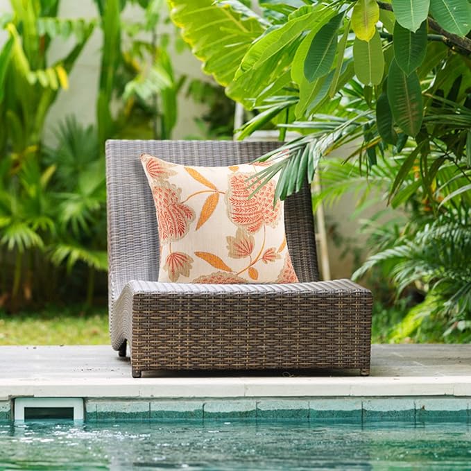 JMGBird Outdoor Throw Pillows Waterproof Set of 2 Outdoor Pillow 18×18 Inch Decorative Pillows for Bed, Couch, Sofa and Patio Furniture