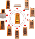 Mahogany Outdoor Sauna, 1 Person Far Infrared Sauna for Home, 1560W, with Bluetooth, LED Reading Lamp, Chromotherapy Lamp, for Indoor and Outdoor Wooden Sauna