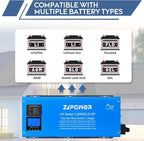 ZLPOWER 4000W 24V DC Pure Sine Wave Inverter, 12000W Peak, 120V/240V AC Split Phase Output with Battery Charger, LCD Display, Off-Grid Low Frequency Inverter for Home RV Camping (4000W)