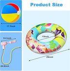 FindUWill Pool Floats with Water Guns Kids, Inflatable Pool Swim Tubes with Beach Ball, Pool Floaties Toys Inner Tube with Squirt Guns for Kids Ages 8-12, Beach Swimming Party Toys for Adults