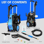 5000 PSI 4.0 GPM Heavy Duty Power Cleaner with Foam Cannon, 4 Nozzle Tips,33FT Hose and Soap Bottle for Home/Cars/Driveways/Patios/Decks/Fences(Blue)