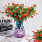 RECUTMS 12 Bundles Artificial Fake Flowers, Faux Outdoor Plastic Plants UV Resistant Shrubs Outside Indoor Decorations,UV Resistant Faux Plastic Plants Garden Porch Window Box (Orange Red)