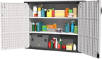 Patiowell 26 Cu.ft Plastic Outdoor Storage Cabinet, Lockable Waterproof Horizotal Storage Shed, Tool Box for Patio, Garden Tools, Garbage Cans, Pool Supplies, Easy Assembly, White(Not Include Shelves)