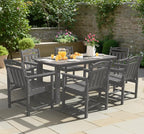 Ciokea HDPE Outdoor Dining Set 7-Piece Patio Table and Chairs with Umbrella Hole, All-Weather Patio Dining Set for 6, Durable Patio Furniture Set for Backyard, Garden, Lawn & Poolside, Grey