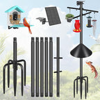 Gtongoko Squirrel Proof Smart Bird Feeder Pole for Outdoors 107 Inch 1 Inch Diameter Bluebird House Pole with 2 Platform and 8 Hooks for Bird Feeder with Camera Adjustable Heavy Duty Mounting Pole