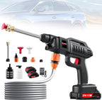 Cordless Pressure Washer Battery Operated, 60Bar/870 PSI Electric Pressure Washer,1500W Portable Battery Power Washer, Handheld High Pressure washers with Nozzles, 2 Battery, 5m Hose for Car/Garden