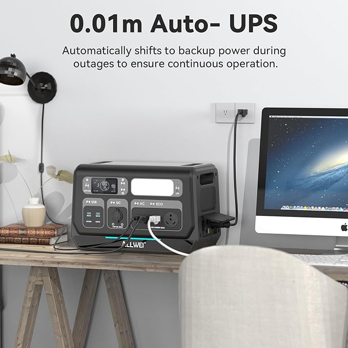 ALLWEI 2400W Portable Power Station and 1x B200 PRO Expansion Battery, 4096Wh LiFePO4 Battery 4 AC Outlets Up to 2400W for Home Backup, Outdoor Camping, RV, with 1500W AC Charging&1200W Solar Charging