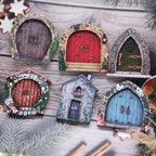 Blue Miniature Fairy Door for Tree, 3D Garden Decor, Bonsai Terrarium Micro Landscape Decoration Accessories Garden Miniatures