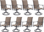 Soohow Swivel Outdoor Dining Chairs Set of 8, Patio Swivel Dining Chair with Textilene Fabric, Outdoor Metal Armchair All Weather Resistant, Ergonomic Comfort, Perfect for Patio, Backyard, Balcony