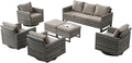 Rilyson Wicker Outdoor Patio Furniture Set - 7 Piece Patio Conversation Set with 4 Swivel Rocker Chairs,2 Rattan Ottoman and 1 Couch for Outside Porch Deck Backyard(Mixed Grey/Grey)