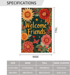 Welcome Friend Garden Flag Vertical Double Sided Outdoor Yard Flags 12.5x18 Inch Burlap Banners for House Lawn