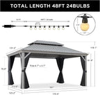 PURPLE LEAF 11' x 15' Hardtop Aluminum Gazebo with Double Metal Roof Heavy Duty Permanent Gazebo for Pool Patio Deck Lawn Garden All Weather Outdoor Pavilion Gazebos, Light Grey