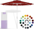 Midtown Umbrellas The Swilt 8 Feet Patio Umbrella in Sunbrella Red Acrylic Fabric - Fiberglass Ribs, Auto-Tilt Aluminum Frame For Backyard, Deck, Garden, Pool - White Pole