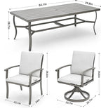 HAPPATIO Aluminum 9 Piece Patio Dining Sets, Outdoor Dining Set for 8, Patio Furniture Sets, 2 Swivel Dining Chairs, 6 Dining Chairs, Aluminum Furniture Set for Patio, Yard (Gray)