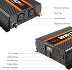 2500W Inverter Pure sine Wave RV Inverter Power Inverter 12V to 110 for Car Truck semi Truck Vehicles