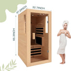 1 Person Full Spectrum Infrared Sauna,Home Dry Sauna with Rapid Heating & Adjustable Backrest Chair, Indoor Spa Room, 120V,Detox & Muscle Relaxation