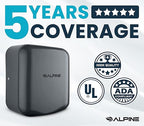 Alpine Automatic Hand Dryers for Bathrooms Commercial High Speed 110-120V Stainless Steel Electric Hand Dryer, Plug In & Hardwire Options with Air Filter, ADA & UL Compliant & 5 Years Coverage (Grey)