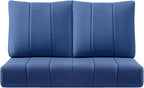 Luxury 24x24x6 Inch Kitty Outdoor Seat Cushions - Set of 2 Water Resistant Patio Chair Comfortable Cushion for Rattan Dining Rocker Glider Loveseat Couch Sectional Sofa - Navy Blue
