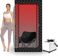 Gollense Portable Sauna for Home with 660nm Red Light Therapy Lamp, Full Body Sauna Sweat Tent with 3L 1100W Steamer, Thicken Sauna Box, Folding Chair, Adjustable Temperature, Timer Setting, Black