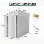 8x4 FT Outdoor Storage Shed, Metal Shed with Floor, Lockable Door, Sloping Roof, All-Weather Lean to Resin Shed for Garden, Backyard, Patio, Lawn (White)