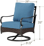 Swivel Patio Sofa Chairs - 2 PCS Outdoor Swivel Rocker Armchairs, Patio Seating with High Back Deep Seat for Porch Deck Balcony