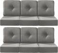 Luxury 22x24/22x25 6-Inch Outdoor Deep Seat Cushions Set of 6 - Comfortable Patio Zipper Chair Cushion for Outside Wicker Wicker Rocking Swivel Chairs Loveseat Couch Sectional Sofa - Grey