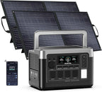 OUKITEL P1000 Plus 1800W/1024Wh Power Station with 2x100W Solar Panel, 1200W Fast Charging, Solar Generator with 4 AC Outlets (3600W Peak), APP Control Battery Backup for Home, Camping & RVs