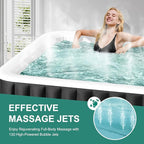DoCred 4-6 Person Inflatable Hot Tub, 73" X 73" X 25" Square Blow up Portable Hot tub with 130 Bubble Jets, Large Outdoor Spa Bathtub Set Included Heater Pump, Insulated Cover and Filter