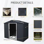 4x8 FT Outdoor Storage Shed, Metal Garden Shed with Frame Floor, Outside Tool Shed with Lockable Sliding Doors, Waterproof Storage Building with Sloped Roof for Backyard, Patio, Lawn, Black