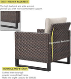 HUMMUH 5 Piece Patio Furniture Outdoor Bistro Set All-Weather Wicker Outdoor Chairs with Ottomans End Table for Patio,Porch,Garden,Backyard