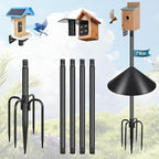 Gtongoko Smart Bird Feeder Pole Squirrel Proof 79 Inch Bluebird House Pole for Outdoors Squirrel Baffles for Feeders Weather Station Heavy Duty Metal Mounting Kit Black