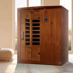 DYNAMIC SAUNAS Madrid Elite 3-Person Ultra Low EMF FAR Infrared Sauna with Red Light Therapy & Bluetooth Speakers | Personal Indoor Dry Heat Sauna for Home & Gym – Made from Canadian Hemlock