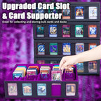 5-Row 3900+ Trading Card Storage Box for MTG, Card Deck Box with Snap-fit Design, 5 Card Sleeves, 10 Stoppers, 80 Dividers and 1 Dice Tray (Black-Purple)