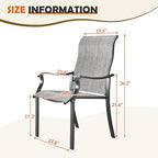 UDPATIO Patio Dining Chairs Set of 6, High Back Wide Seat Outdoor Furniture Chairs with All Weather Breathable Textilene, for Lawn Garden Backyard Deck, Grey White