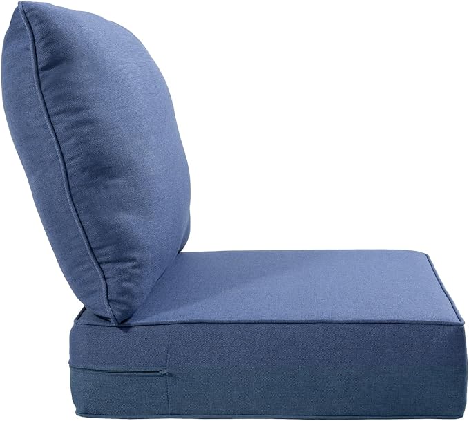 Luxury 22x24/22x25 6-Inch Outdoor Chair Cushions Set of 4 - Heavy Duty Water-Resistant Comfortable Cushion for Patio Furniture Dining Gliding Rocker Loveseat L-Shape Sofa - Navy Blue
