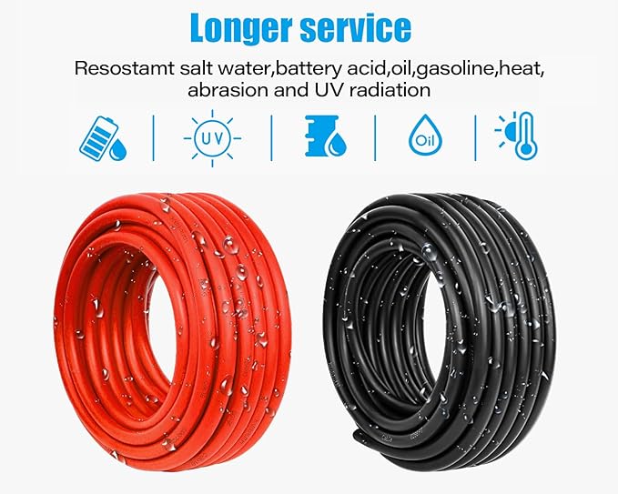 10 AWG Solar Cable 150FT Red + 150FT Black Tinned Copper Wire, 10 Gauge Solar Panel Wire for RV, Automotive, Trailer, Marine, Outdoors