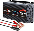 500 Watt Inverter with LCD Display 12V DC to 110V/120V AC 1000 Watt(Peak) Car Power Inverter with 2 AC Outlets 20W PD USB-C and 18W QC USB-A Power Converter for Car, Laptops, Road Trip