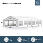 MFSTUDIO 20'x40' Party Tent, Outdoor Heavy Duty Party Tents with Removable Sidewalls, Large Canopy Tent Shelter for Outdoor Events Wedding Birthday, White