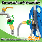 Garden Hose with Female to Female Connector - 50ft Metal Leakproof Leader Hose for Reel, Heavy Duty 304 Stainless Steel Flexible Water Pipe for Outdoor Garden Watering Car Pet Cleaning