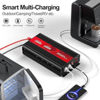 3000W Power Inverter,12V DC to AC 110V120V Peak Power 6000W with 2AC Outlets and 2.4USB Port,LCD Display Car Inverter for Outdoor Activities,Emergency