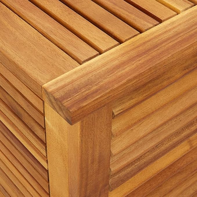 Wooden Garden Storage Box with Louver, Outdoor Cabinet Patio Storage Container for Furniture Tools, 23.6"x19.7"x22" Solid Wood Acacia,-128