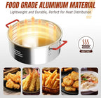 10QT Aluminum Fish Fryer Pot with Basket | Deep Fryer with Lid | Thermometer | Fryer Tongs & Easy Grip Handle for Cooking Seafood | French Fries | Chicken Wings
