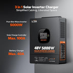 LiTime 5000W Solar Inverter Charger, 48V DC to 120V AC Pure Sine Wave Inverter, Parallel Split-Phase for 240V, Build in 100A MPPT Solar Charger Controller for Home Backup, Off-Grid, Farm