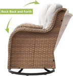 HUMMUH Outdoor Swivel Rocker PE Wicker Patio Chairs Set of 2, Rattan Rocking Chair Furniture Set (Yellow,Beige)