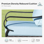 MFSTUDIO Outdoor Patio Furniture Set, Metal Outdoor Conversation Sofa, Rattan Wicker Patio Sectional Sofa Set for Garden Backyard Lawn，Blue