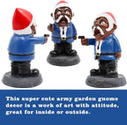 Dnoifne Military Garden Gnomes, Say What Again! Funny War Gnome, Resin Army Soldier Sculpture, Dwarf Gangster Statue, Novelty Ornament for Indoor Outdoor Lawn Yard Decorations