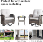 HUMMUH Outdoor Patio Furniture 7-Piece All-Weather PE Wicker Outdoor Conversation Set-Patio Couch Swivel Rocker Chairs with Ottomans Coffee Tables for Backyard,Poolside,Deck