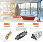 240V 3000W Portable Fully Submersible Electric Pool and Hot Tub Immersion Water Heater with Gfci Plug, Thermostat for Bathtub, Baptistry, Baptismal, Inflatable, Swimming Above Ground Pools