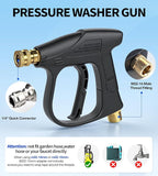 Dual Spray Foam Cannon Power Washer Gun, 4350 PSI High Pressure Short Gun Snow Foam Lance with 1/4 Inch Quick Connector, Car Wash Sprayer with 5 Pressure Washer Nozzle Tips for Car Cleaning